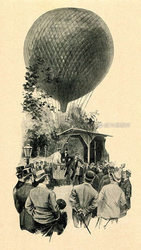 1897年，热气球在人群中降落
