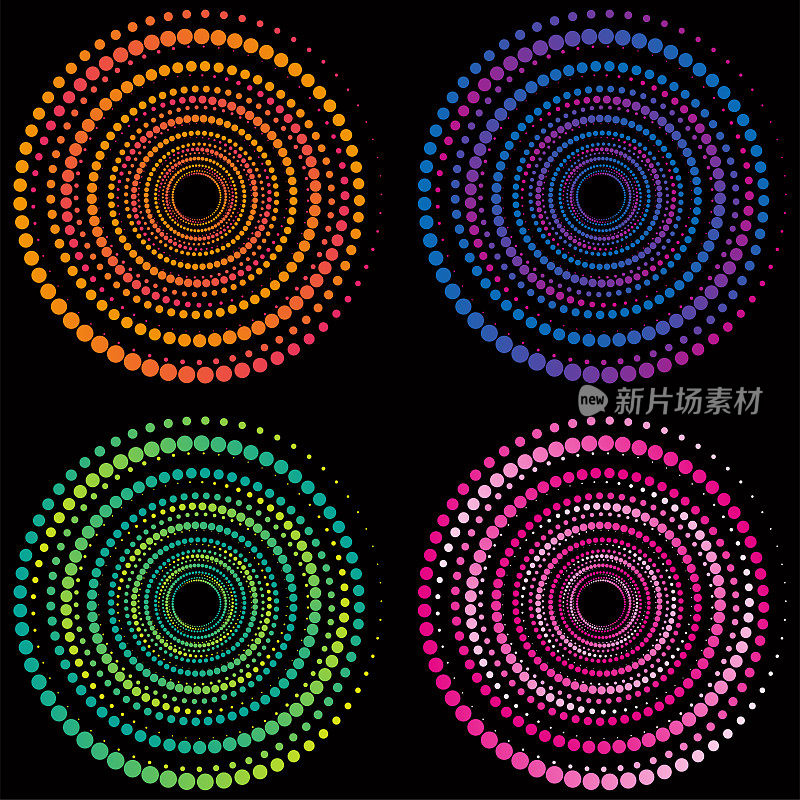 抽象派彩色螺旋圆点图案收藏