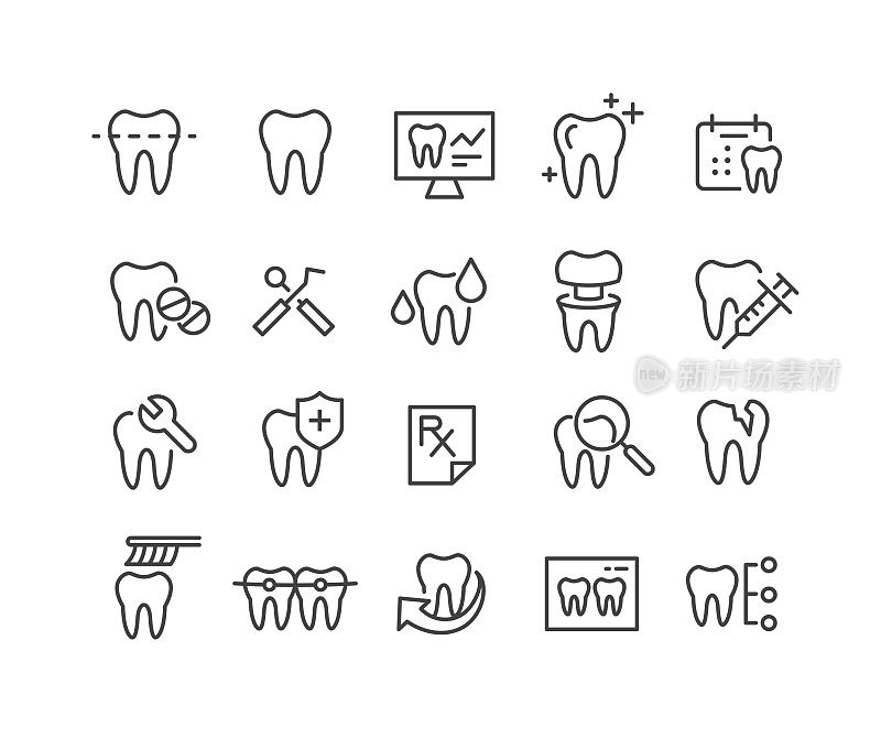 牙齿和牙齿健康图标-经典系列