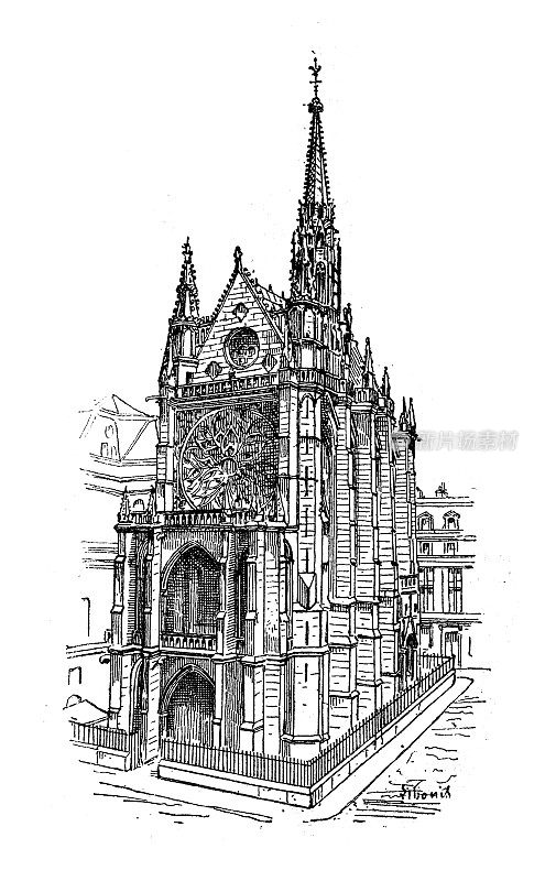 古董插图:巴黎圣小教堂