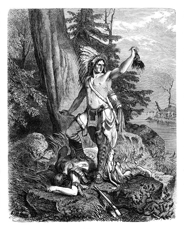1869年，美国印第安酋长割下敌人的人头