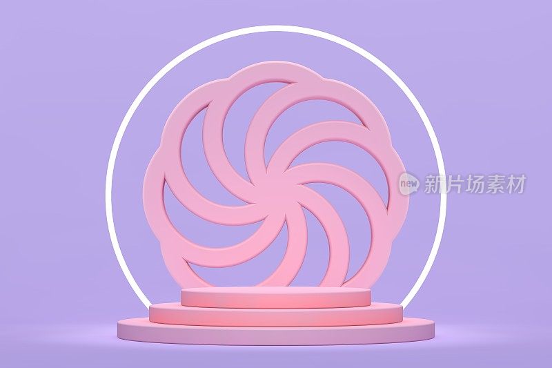 紫色和粉红色的空白场景,空荡荡的产品展示舞台