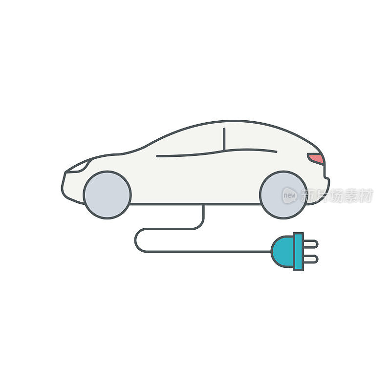 电动汽车平线图标与可编辑的Stroke