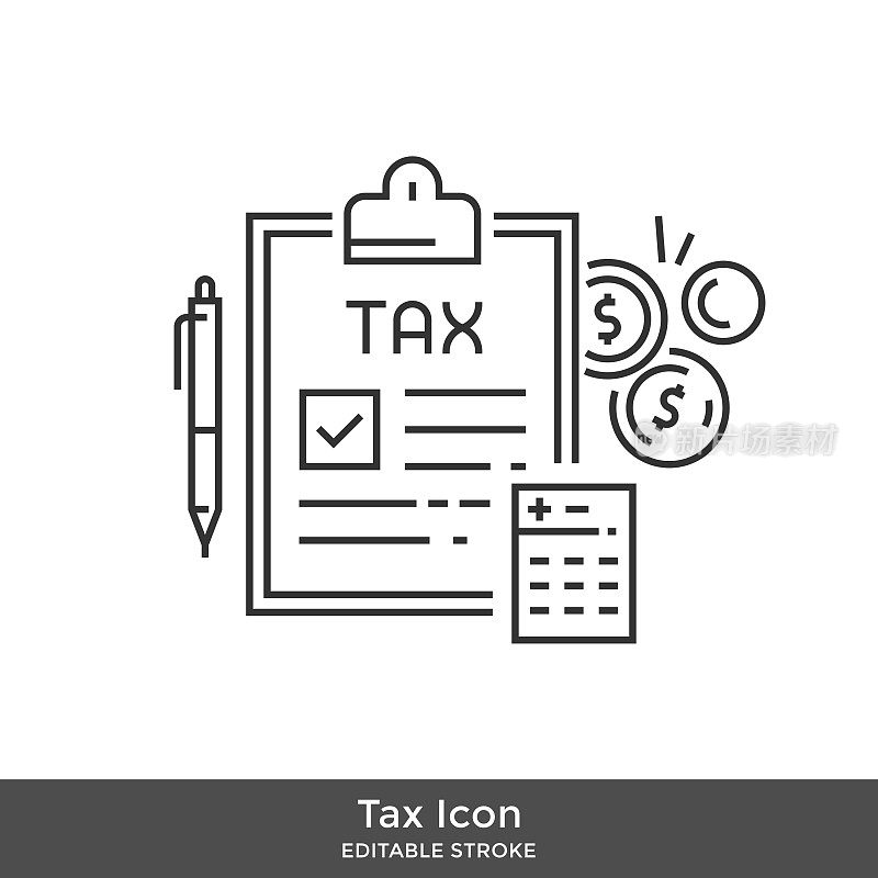 税务图标可编辑的笔画矢量设计。