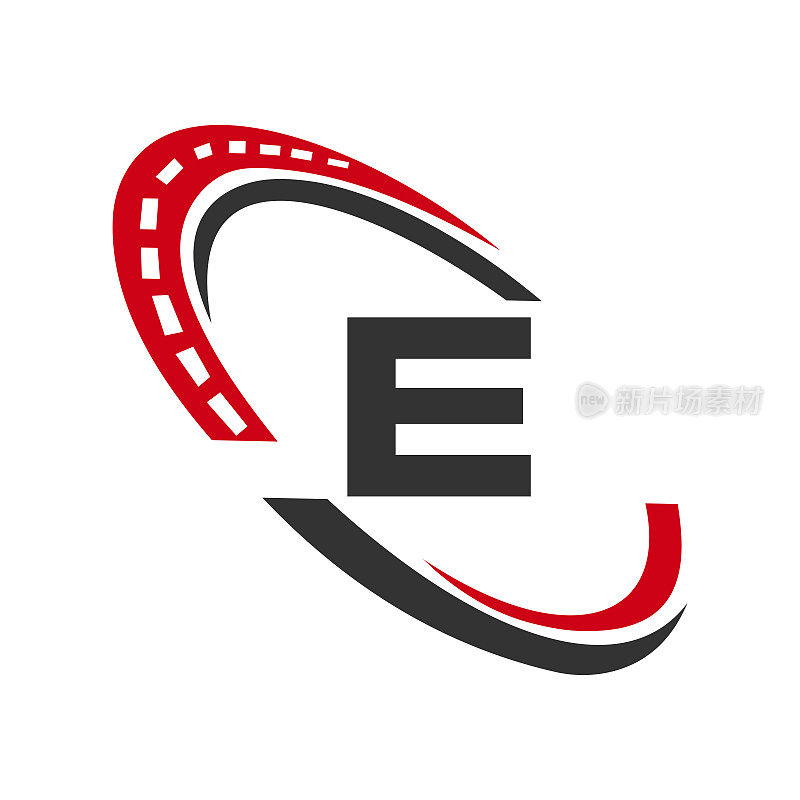 字母E运输标志，运输标志设计模板。汽车运动道路标志元素