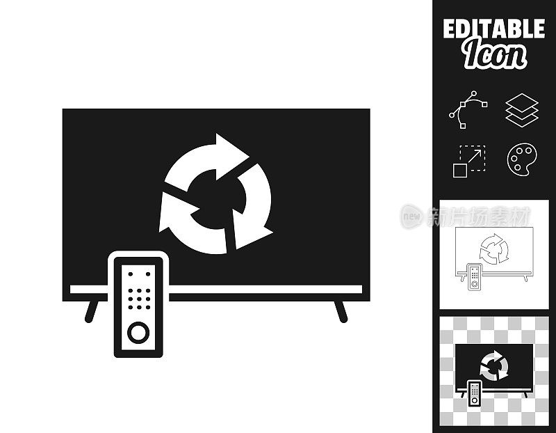 刷新或重新加载电视。图标设计。轻松地编辑