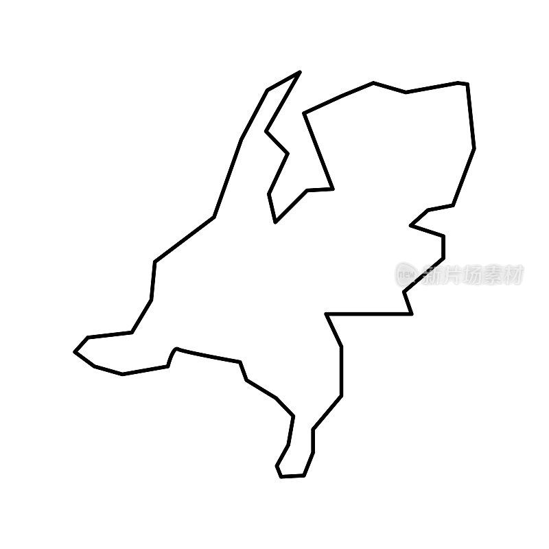 荷兰的地图。荷兰线性风格。线性图标