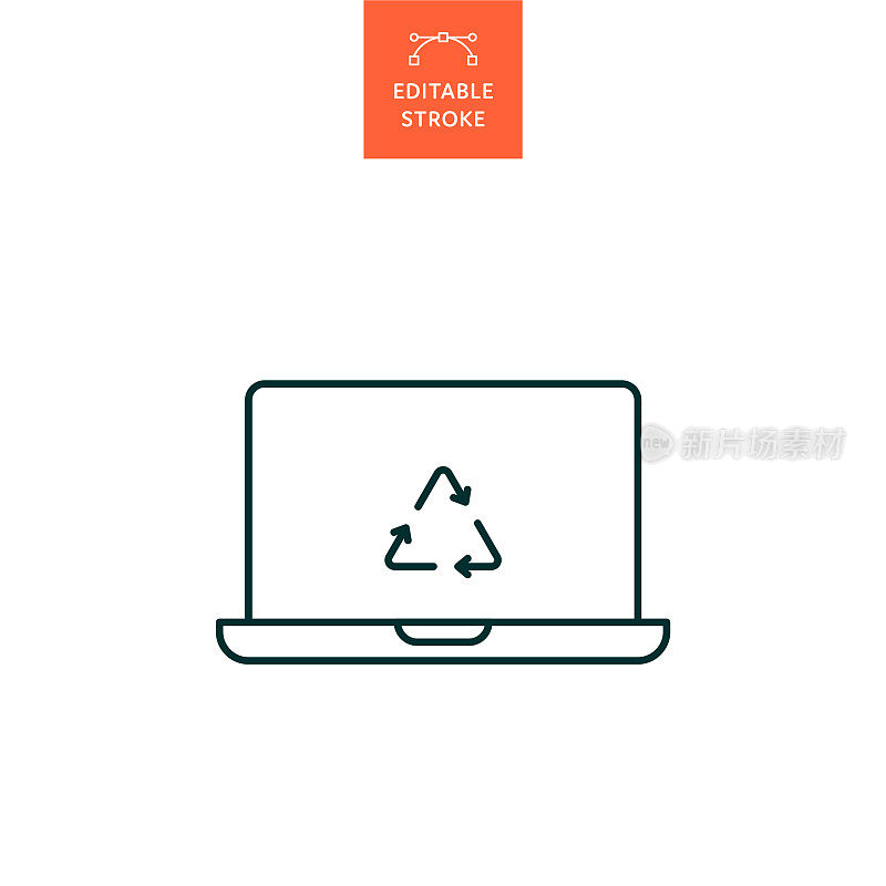 电子废物回收线图标与可编辑的笔画。Icon适用于网页设计、移动应用、UI、UX和GUI设计。