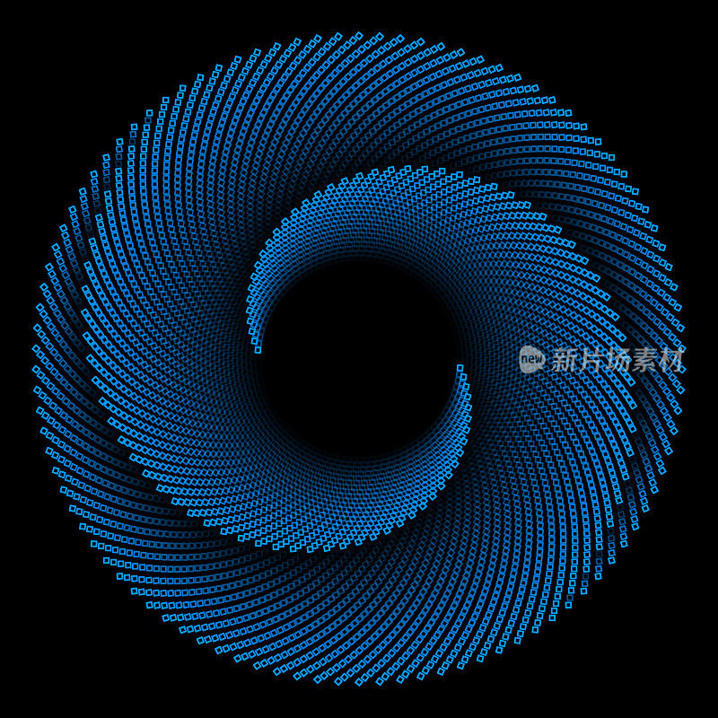 蓝色方形轮廓形成三维涡旋