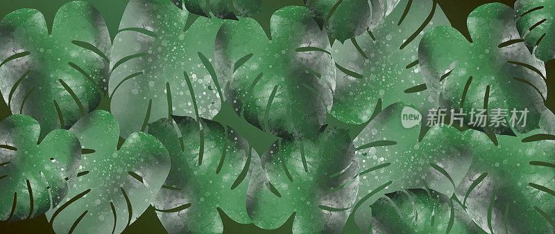 绿色矢量热带背景大怪物的叶子。背景文字，照片，装饰，封面，壁纸和演示