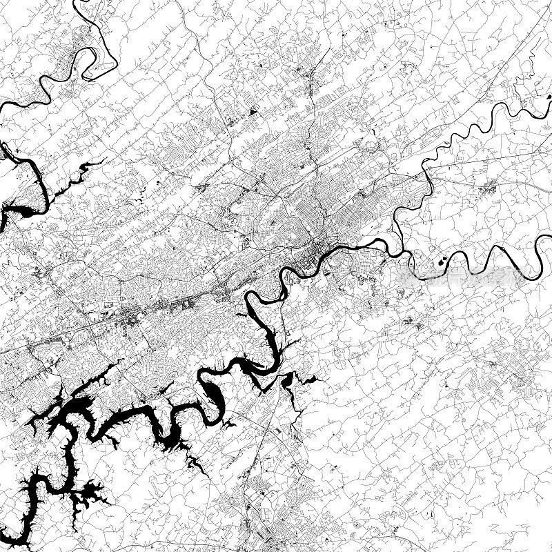 诺克斯维尔，田纳西州，美国矢量地图