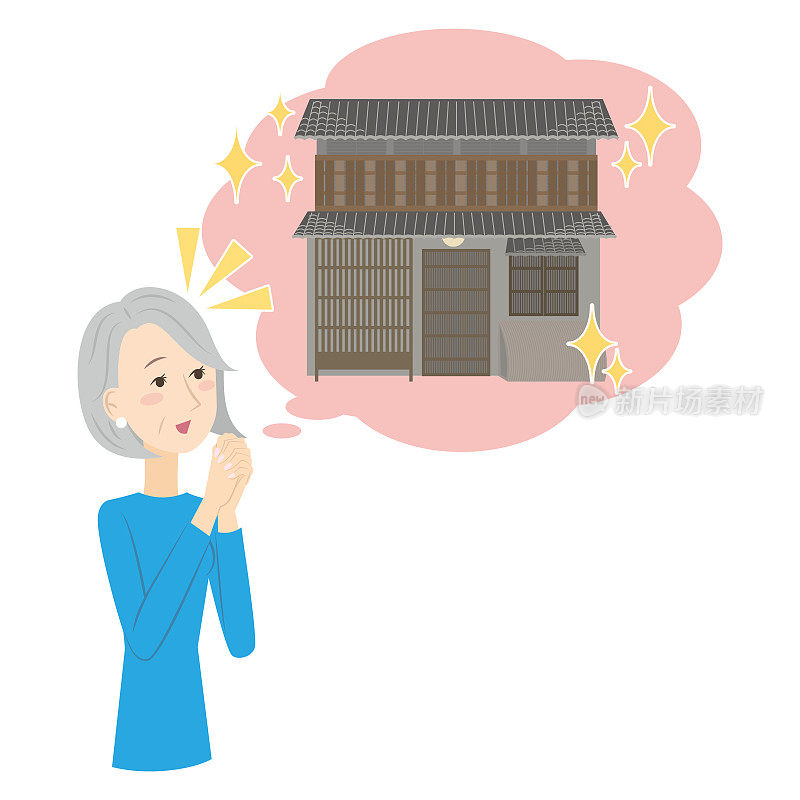 一位想在京都购买并居住在一所老式联排别墅的老妇人
