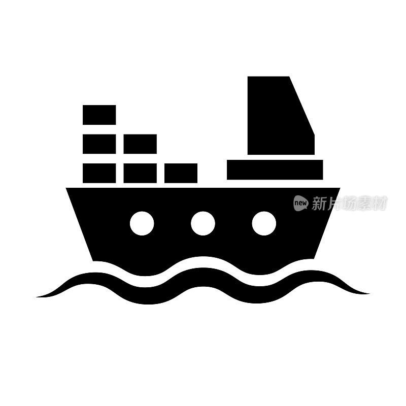 海洋运输剪影图标。航运业。向量。