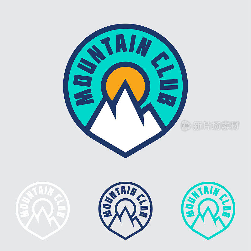 山俱乐部会徽。冰峰和日出在圆形徽章。