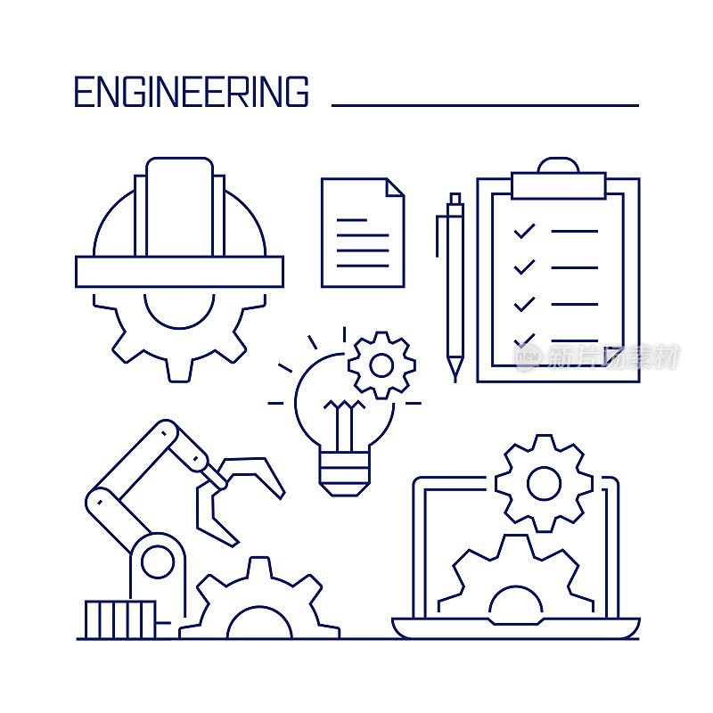 工程相关设计要素。使用大纲图标的模式设计。