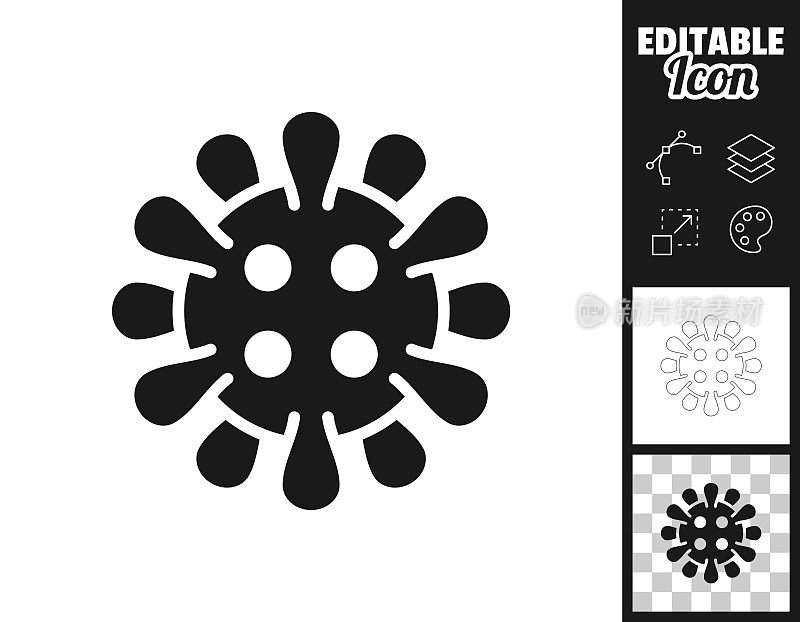 冠状病毒细胞(COVID-19)。图标设计。轻松地编辑
