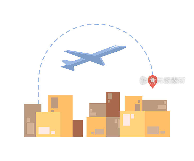 空运、国际物流服务及包裹、订单和货物的运输。货运和货物运输。矢量平面卡通风格