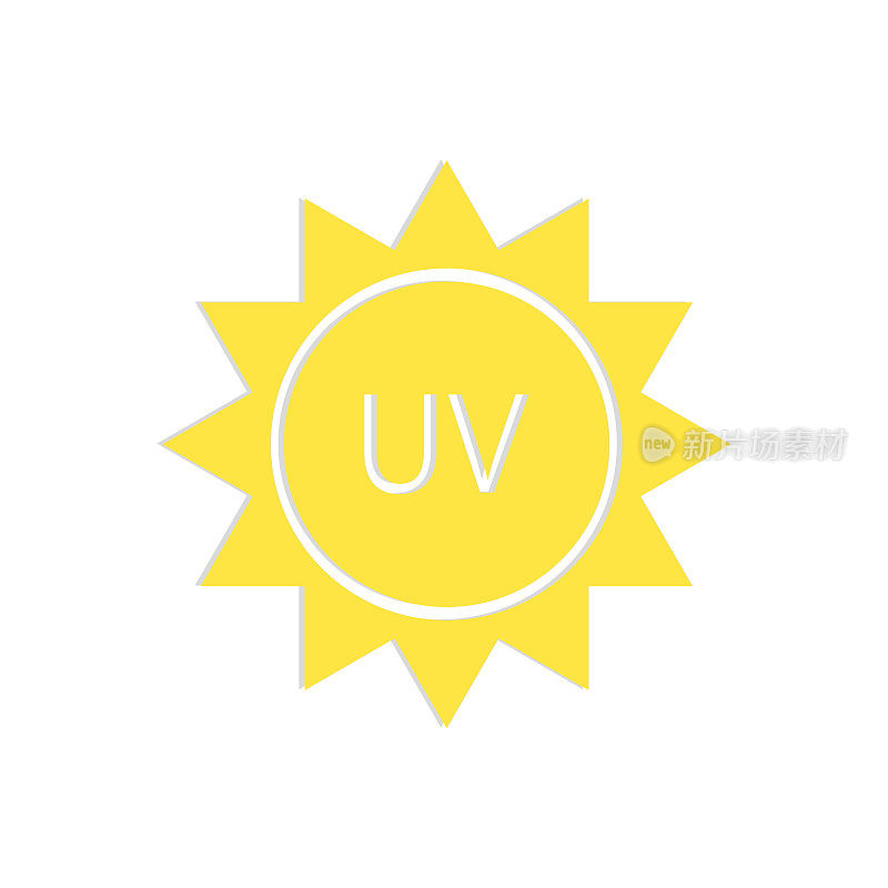 图标与黄色太阳图标uv。矢量插图。
