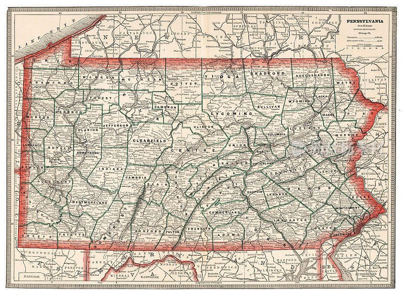 1883年美国宾夕法尼亚州地图