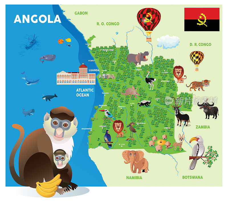 安哥拉卡通地图