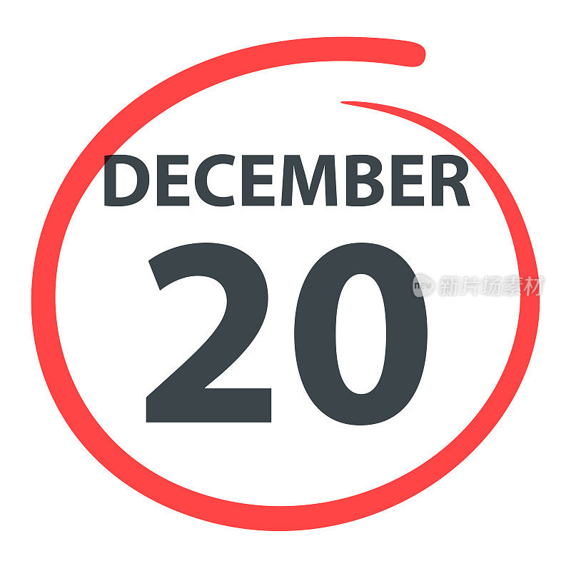12月20日――白底上用红色圈出的日期