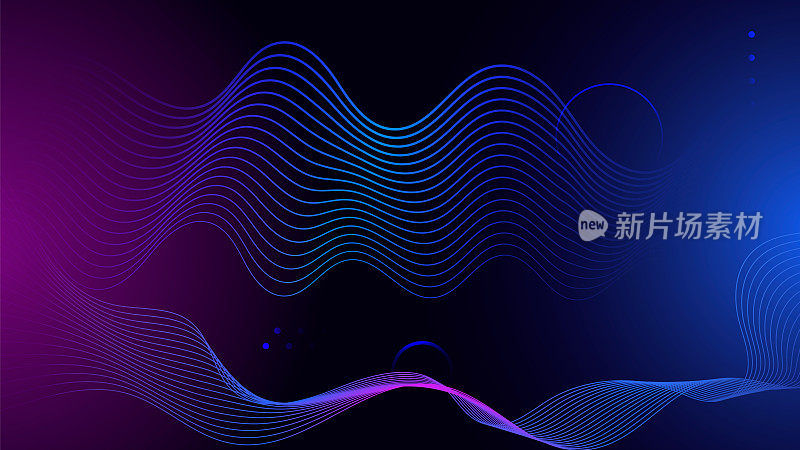 现代蓝色液体波线粒子技术的抽象背景