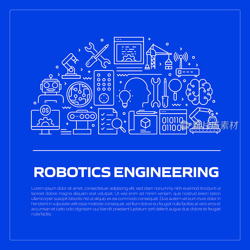 机器人工程相关线风格横幅设计的网页，标题，小册子，年度报告和书籍封面