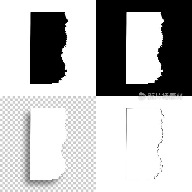 伊利诺伊州爱德华兹县。设计地图。空白，白色和黑色背景
