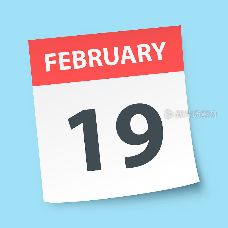 2月19日-蓝色背景的每日日历