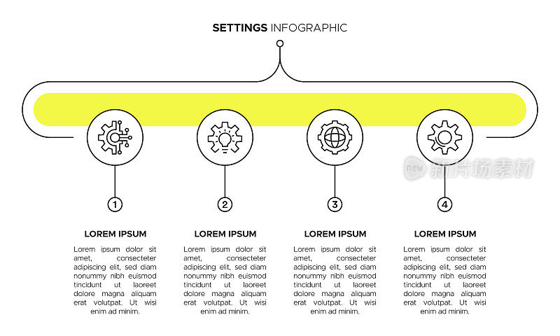 设置信息图模板。设置和设置概念图标。齿轮，齿轮横幅矢量