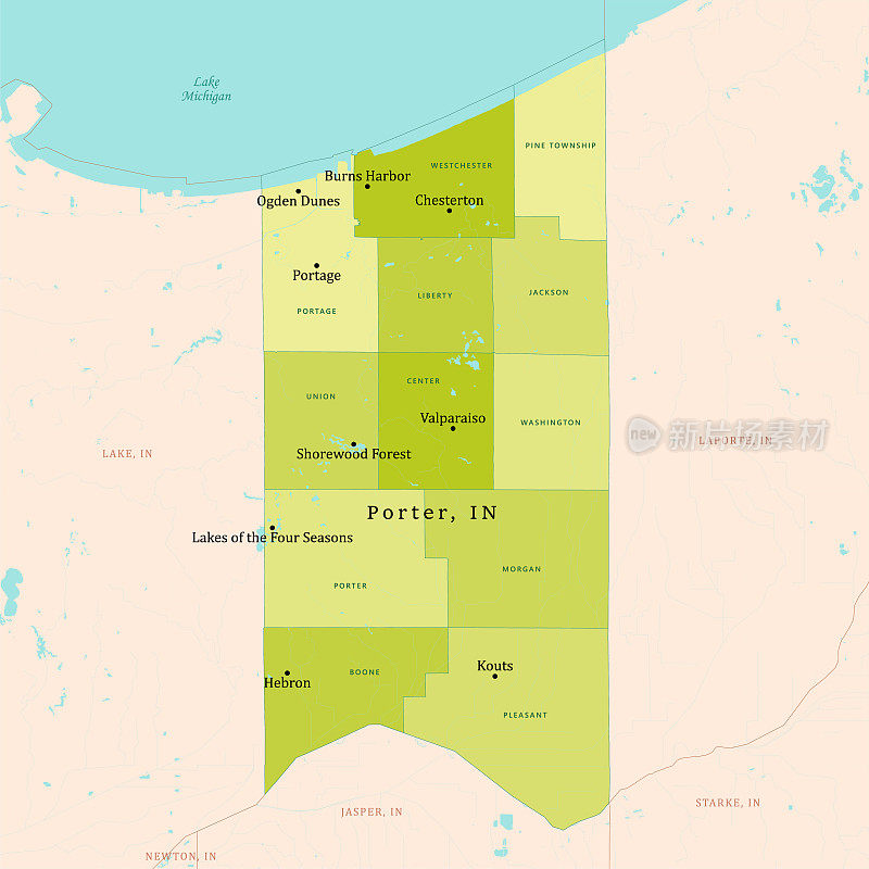 在波特县矢量地图绿色