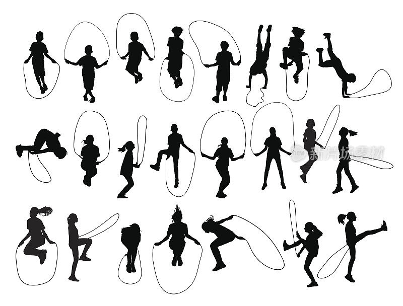 向量组儿童形状玩跳绳