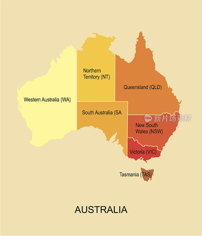 澳大利亚区域地图