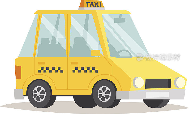 黄色出租车矢量图