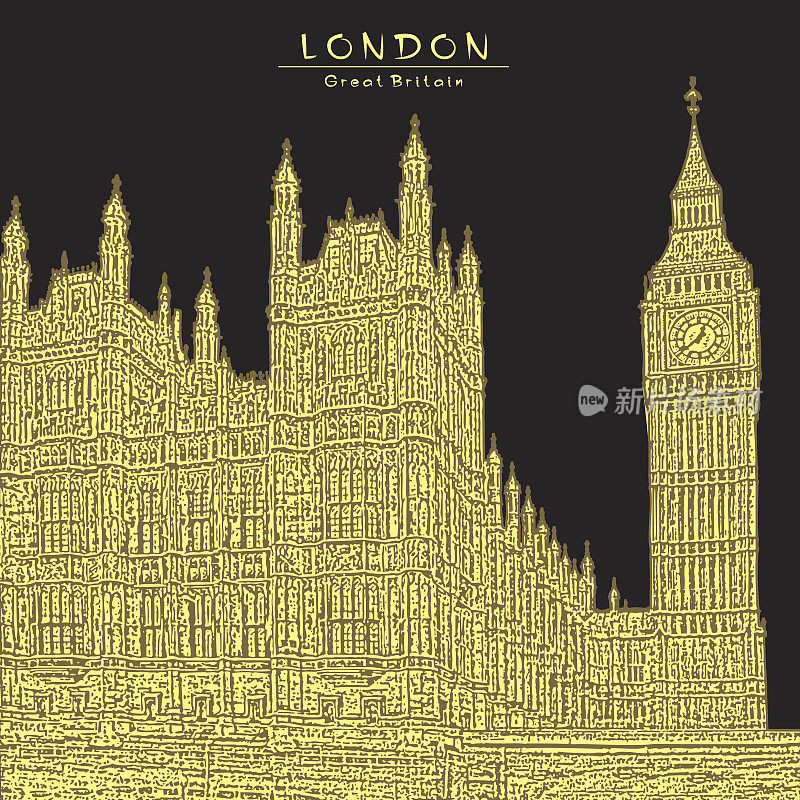 英国伦敦的威斯敏斯特宫和大本钟。