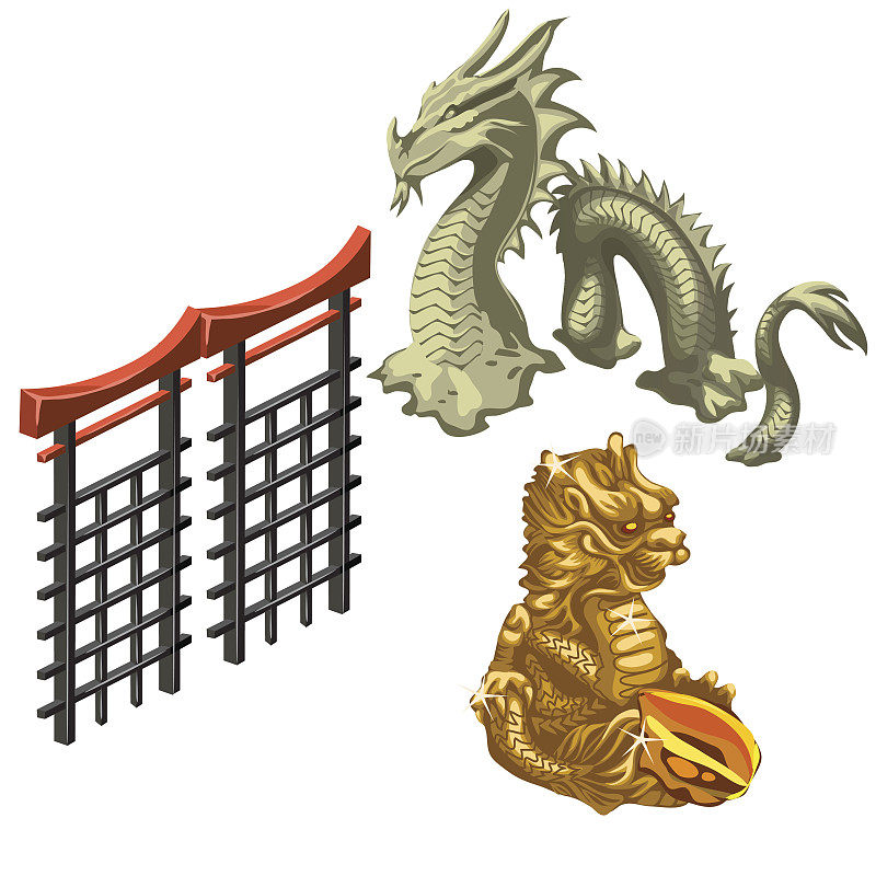 中国龙、蛇和长城碎片