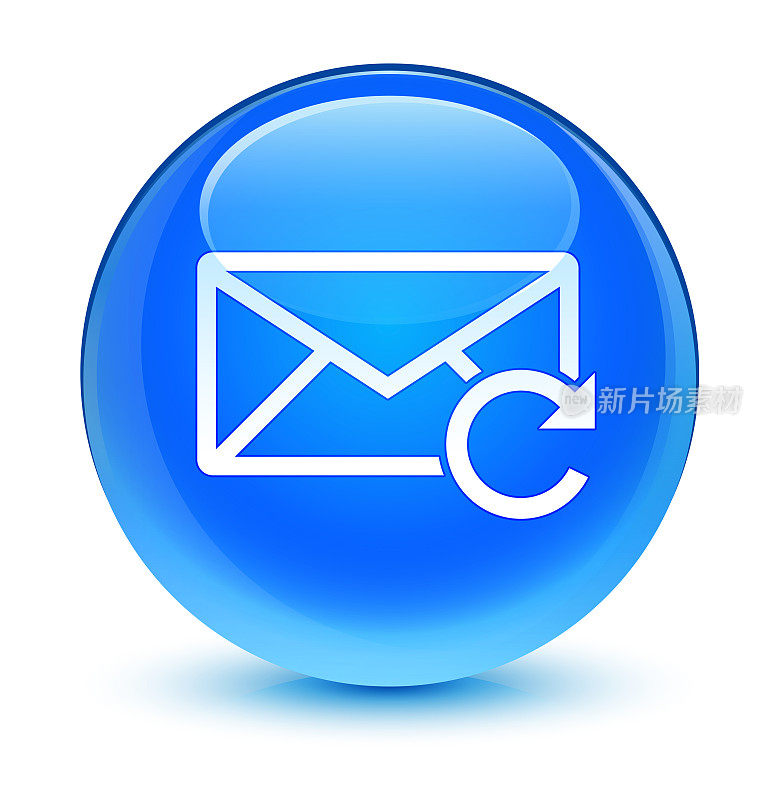 刷新电子邮件图标玻璃蓝绿色的圆形按钮