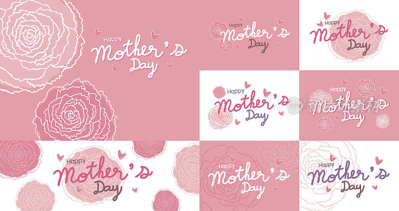 快乐母亲节设计和粉红色康乃馨花背景矢量插图