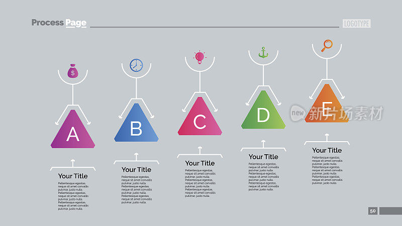 五三角形图表幻灯片模板