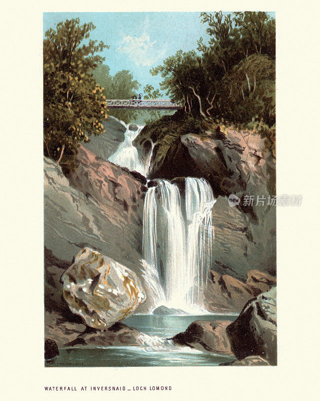苏格兰景观，因弗斯奈德瀑布，洛蒙德湖，苏格兰，19世纪