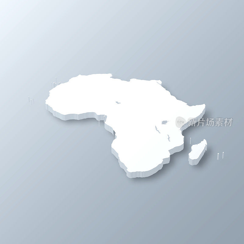 灰色背景上的非洲3D地图