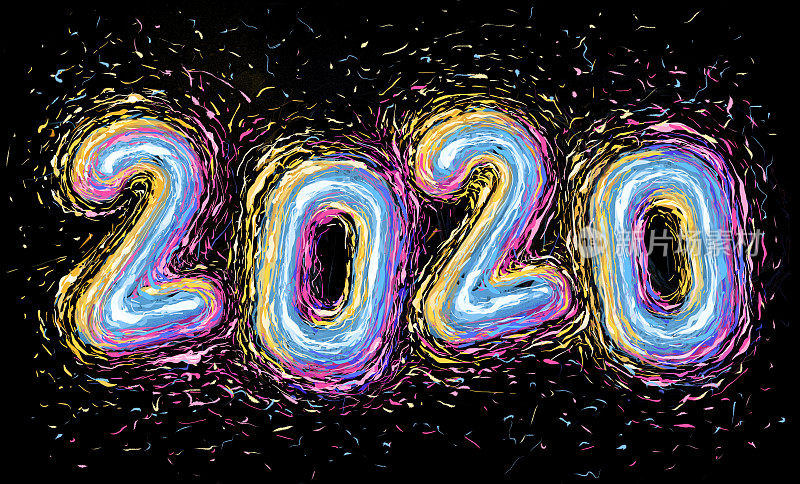 新年泼洒艺术排版2020