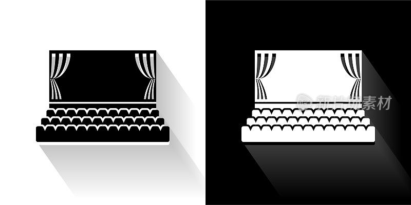 电影院黑色和白色与长影子的图标