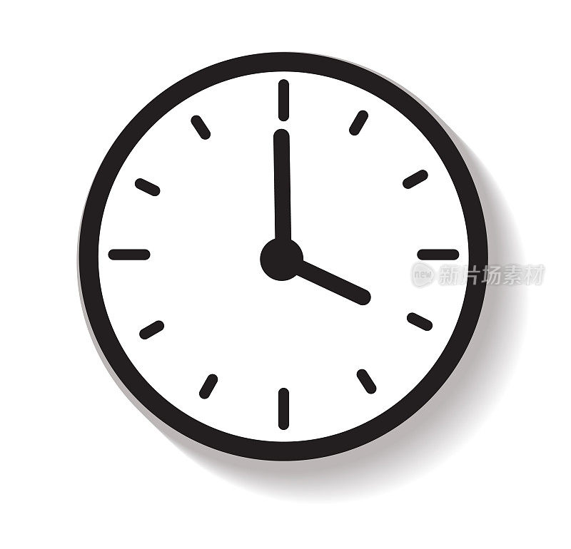 指针以一小时为增量的时钟时间图标