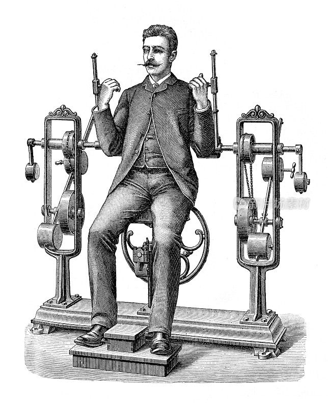 古董医疗机械治疗机器的俯卧撑19世纪