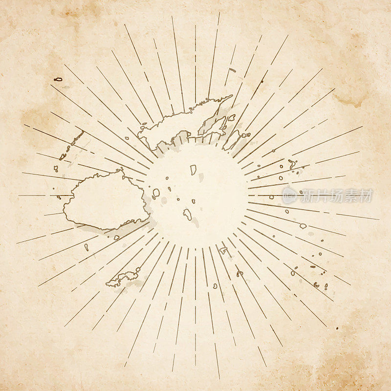 斐济地图在复古风格-旧纹理纸