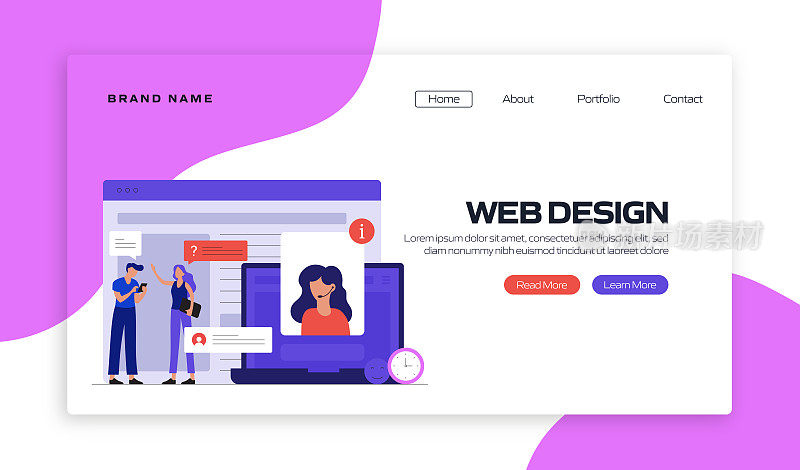 网页设计概念矢量插图的着陆页模板，网站横幅，广告和营销材料，在线广告，业务演示等。
