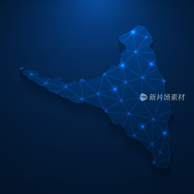 昂儒昂地图网络-明亮的网格在深蓝色的背景