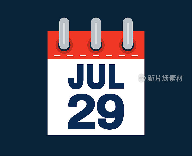 这个月的日历日期是7月29日