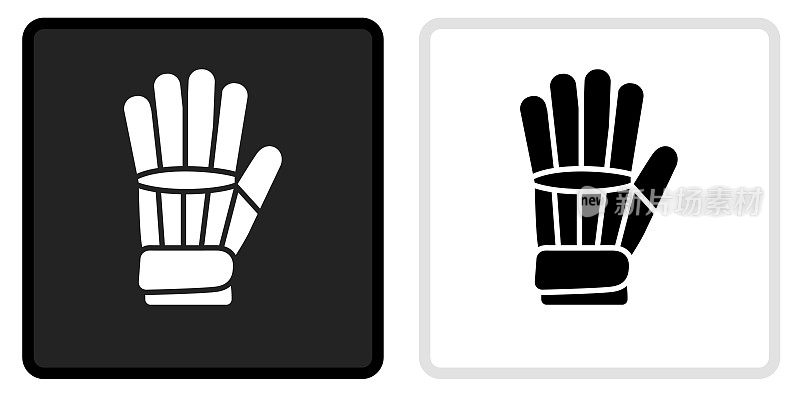 曲棍球手套图标上的黑色按钮与白色翻转